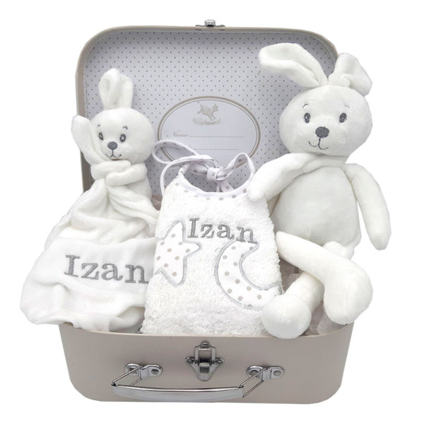 Canastilla maleta Dulce bebé personalizada bordada