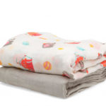 set 2 muselinas bambú circo gris