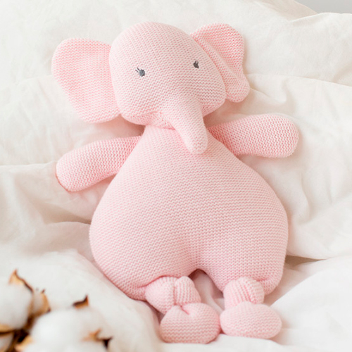 peluche elefante algodón libre de plásticos rosa
