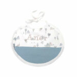 Babero Redondo Lovely Azul Bordado