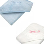 Capa de Baño Bamboo Blanca y Azul Personalizada